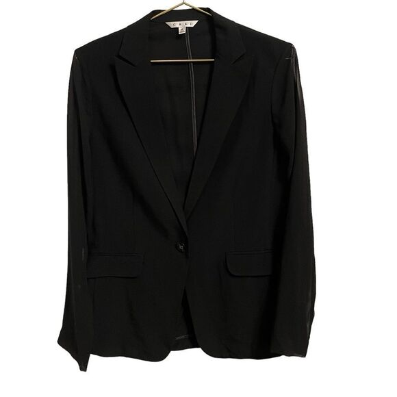 CAbi 309 Black Chic Blazer Jacket with Sheer Sleeves One Button Size 6 - Picture 1 of 7